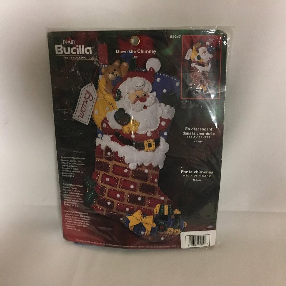 Bucilla Felt Stocking 84947 Down The Chimney Toy Sack Gift Santa Christmas